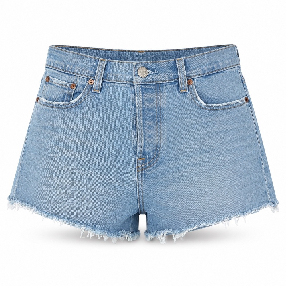 Levi Wedgie Straight 29 Cotton Denim Boho Cutoff Festival Summer Light Wash